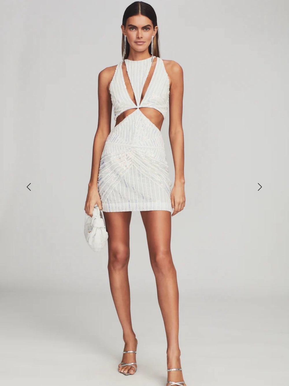 Retrofete White and Silver Backless Dress